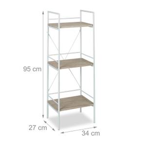 Standregal mit 3 Ebenen Braun - Weiß - Holzwerkstoff - Metall - 34 x 95 x 27 cm