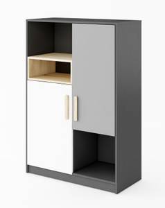 Highboard POK Grau - Holzwerkstoff - 90 x 130 x 40 cm