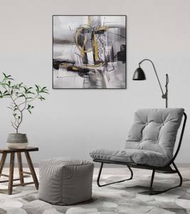 Acrylbild handgemalt Sturm der See Grau - Massivholz - Textil - 60 x 60 x 4 cm