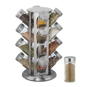 Gewürzkarussell mit 16 Gläsern Silber - Glas - Metall - 22 x 33 x 22 cm