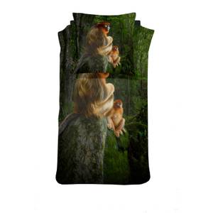 Snub-Nosed Monkey - Bettbezug 135x200cm Grün - Textil - 135 x 4 x 200 cm