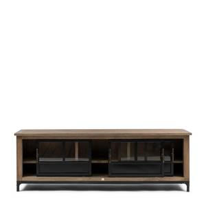 Meuble TV Hoxton XL Noir - Bois massif - 190 x 65 x 42 cm