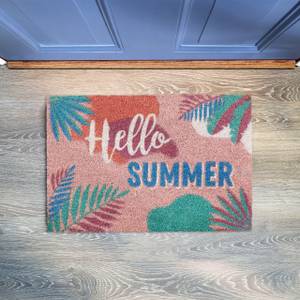Fußmatte Kokos Hello Summer Blau - Grün - Pink - Naturfaser - Kunststoff - 60 x 2 x 40 cm