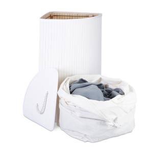 Lot de 2 paniers à linge bambou Blanc