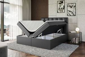 Boxspringbett RICAR Hochglanz Schwarz - Breite: 140 cm - H4