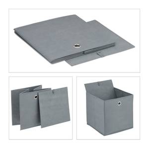 Lot de 4 boîtes de rangement grises Gris - Argenté - Métal - Papier - Textile - 30 x 30 x 30 cm