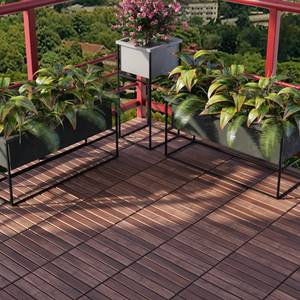 Set de 10 dalles de jardin Alliste Marron - Bois massif - Bois/Imitation - 30 x 30 x 2 cm