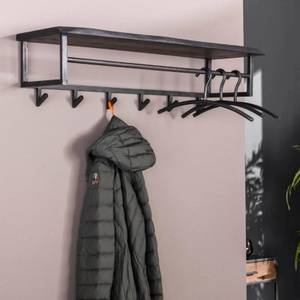 Garderobe Noa Schwarz - Metall - Massivholz - Holzart/Dekor - 100 x 27 x 30 cm