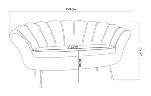 2-Sitzer Samt Muschel Sofa Cara Grün - Silber