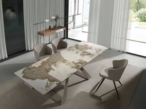 Table à manger 1117 Blanc - Porcelaine - Pierre - 160 x 76 x 90 cm