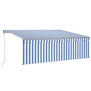 Auvent rétractable 3014354-2 Bleu - Blanc - Largeur : 450 cm