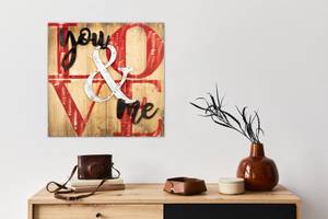 Holzbild Pure Love Braun - Rot - Metall - Holz teilmassiv - 60 x 60 x 5 cm