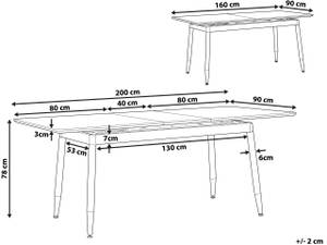 Esszimmertisch CALIFORNIA Schwarz - Braun - Gold - Holzwerkstoff - 90 x 78 x 160 cm