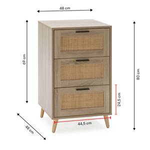 Kommode Dalia 4 Schubladen Braun - Holzwerkstoff - Kunststoff - 48 x 81 x 48 cm