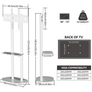 TV Rack TV Ständer für 40-75" TV Marmor Weiß Dekor