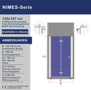 NANO Duschtür faltbar Nischentür Falttür Breite: 120 cm