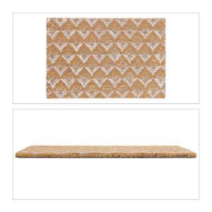 Kokos Fußmatte mit Ornamenten Braun - Weiß - Naturfaser - Kunststoff - 60 x 2 x 40 cm