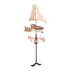 Wetterfahne Schiff Schwarz - Gold - Metall - 60 x 144 x 46 cm