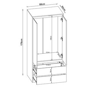 Armoire de chambre Bastheim 2 tiroirs Largeur : 80 cm - 2 porte