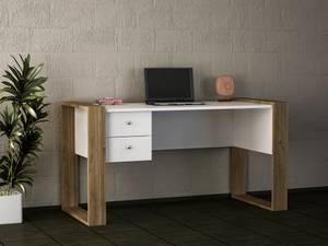 Schreibtisch Lord Weiß Walnuss Weiß - Holzwerkstoff - 140 x 75 x 60 cm