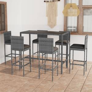 Bar-Set (7-teilig) 3008722-3 Grau - Kunststoff - Polyrattan - 60 x 110 x 130 cm