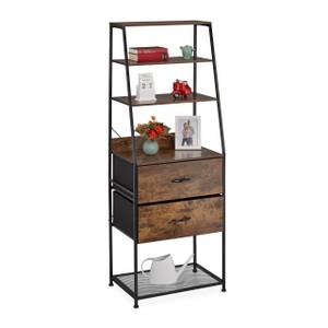 Étagère vintage en style industriel Noir - Marron - Bois manufacturé - Métal - 60 x 164 x 42 cm