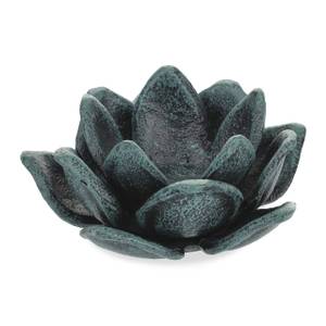 Lot 2 bougeoirs en forme de fleur lotus Noir - Vert - Métal - 11 x 6 x 11 cm