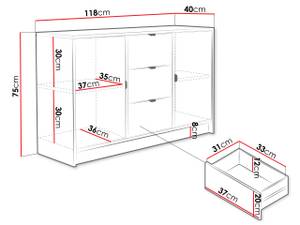 Kommode Tireno 2D3SZ Weiß