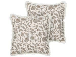 Coussin décoratif LIVISTONA Gris - Blanc - Fibres naturelles - 45 x 15 x 45 cm