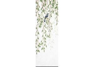 Poster Vogel in der freien Natur Grün - Naturfaser - Textil - 90 x 270 x 270 cm