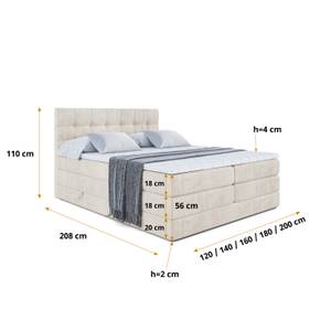 Boxspringbett BERO KING Beige - Breite: 200 cm