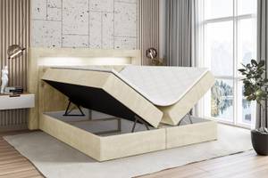 Boxspringbett - NOEL GOLD - LED Beige - Breite: 160 cm - H4