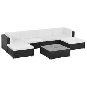 Garten-Sofagarnitur Schwarz - Polyrattan - 74 x 26 x 74 cm