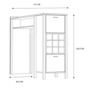 Bar 2 portes 9 casiers bouteilles - MODE Marron - En partie en bois massif - 152 x 120 x 50 cm