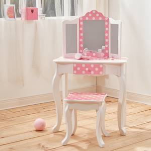 Gisele KinderSchminktisch mit Hocker Pink - Weiß - Holzwerkstoff - Massivholz - 30 x 100 x 60 cm