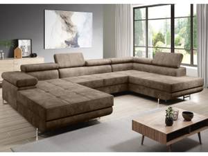 Ecksofa SOLAM U Beige - Armlehne davorstehend links - Ecke davorstehend rechts - Ottomane beidseitig montierbar