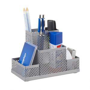 Schreibtischorganizer Metall gelocht Silber