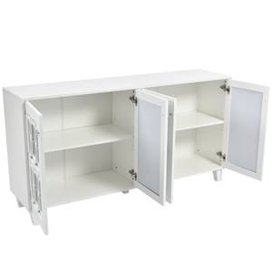 Buffet avec miroir EurynomⅡ Blanc - Bois manufacturé - Verre - Métal - 160 x 84 x 40 cm