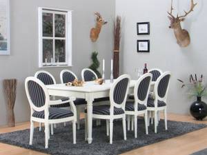 Ensemble de salle à manger Amaretta Noir - Blanc - Bois massif - 180 x 75 x 100 cm