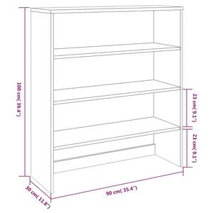 Highboard-Oberteil DE5341 Grau - Massivholz - 30 x 100 x 90 cm