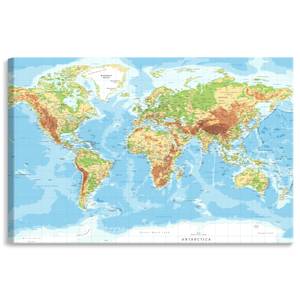 Image Sur Toile Carte du Monde Physique 40 x 30 x 30 cm