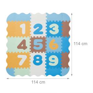 Zahlen Puzzlematte mit Rand Blau - Weiß - Gelb - Kunststoff - 30 x 1 x 30 cm