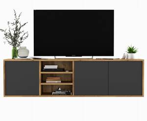 Tv-Lowboard Loft APOLLO Graphit - Eiche Wotan Dekor