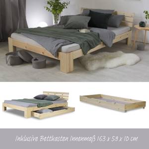 Holzbett mit Bettkasten 2250 Braun - Massivholz - Holzart/Dekor - 144 x 66 x 204 cm