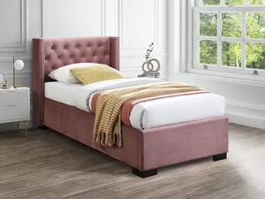 Bett mit Bettkasten MASSIMO Pink - Textil - 107 x 111 x 214 cm