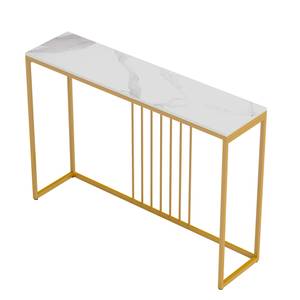 Table Console Invictus Imitation marbre blanc - Profondeur : 120 cm