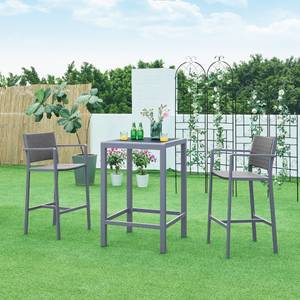 Outdoor-Barstuhl Avise 2er Set Grau - Metall - 56 x 113 x 56 cm