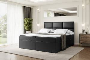 Boxspringbett OHIO Hochglanz Schwarz - Breite: 160 cm - H3