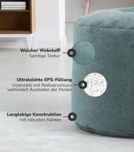 Pouf klein Hocker Sitzhocker Ø 50cm Blau - 50 x 30 x 50 cm