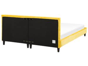 Lit double FITOU Chêne foncé - Jaune - Largeur : 190 cm